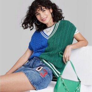 Wild Fable cotton‎ blend color block sweater vest sz XS-M